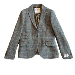Harris Tweed Iona Blazer Jacket Beige Check 100% Wool Fits like Size 10US NWT